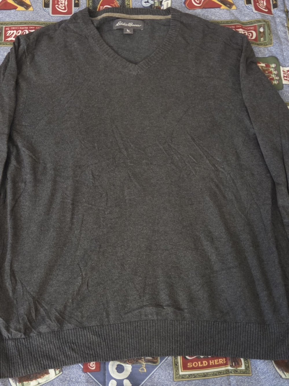 Eddie Bauer Men's Charcoal Gray V-Neck Sweater